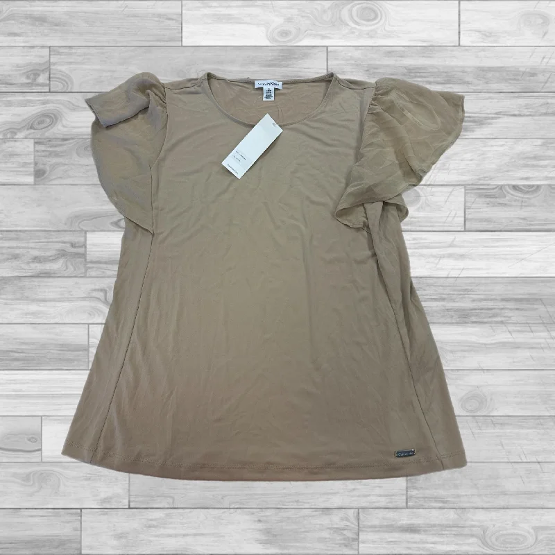 women's tops for smart casual looksTop Short Sleeve By Calvin Klein In Tan, Size: S