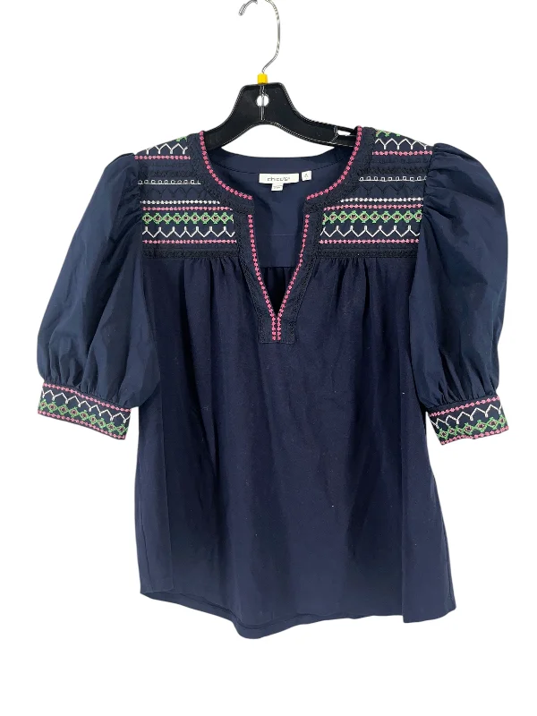 women's tops for casual FridaysTop Short Sleeve By Chicos In Navy, Size: 2