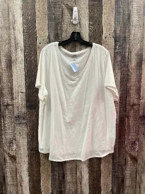 women's tops made from cottonTop Short Sleeve By Evri In White, Size: 2x