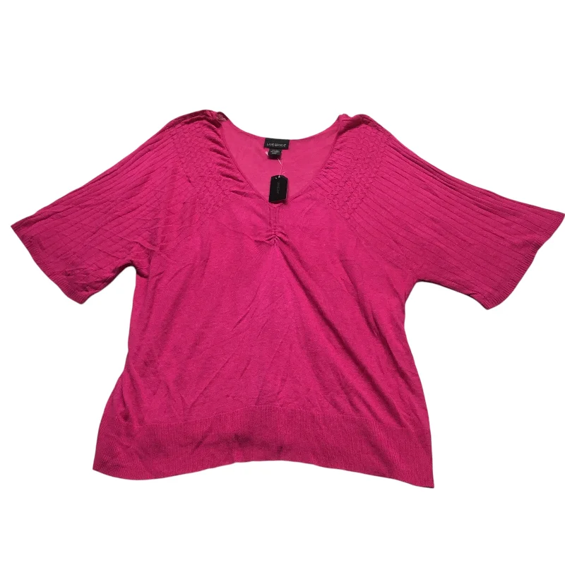 women's tops for those who want to wear versatile pieces that can be dressed up or downTop Short Sleeve By Lane Bryant In Pink, Size: 2x