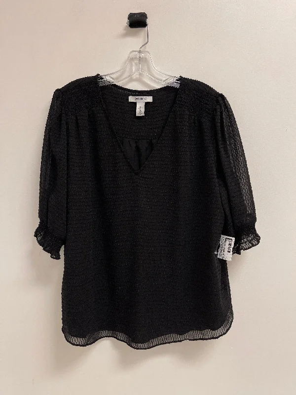 women's tops with unique designsTop Short Sleeve By White House Black Market In Black, Size: Xl