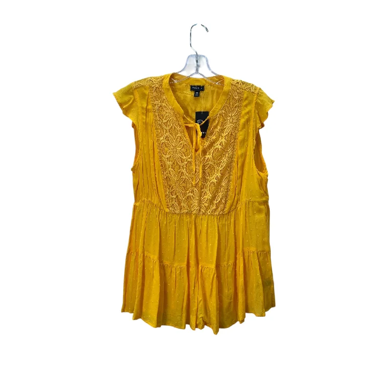 women's tops with embroidery detailsTop Ss Basic By Torrid In Yellow, Size:M